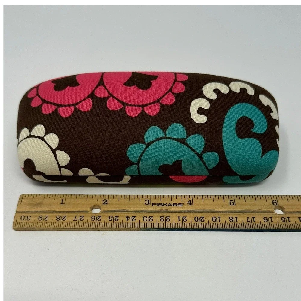 Vera Bradley Lola Floral Hard Clamshell Eyeglass Case Brown Pink Green Blue B0